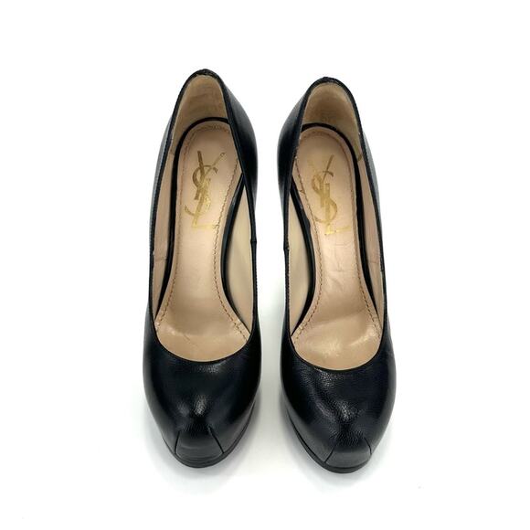 Yves Saint Laurent YSL "TRIBTOO" BLACK CAVIAR LEATHER STILETTOS PLATFORMS PUMPS - Picture 12 of 16